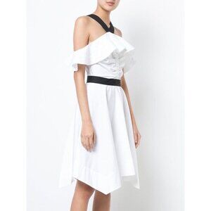 Derek Lam 10 Crosby Off The Shoulder Halter Dress 0 XS White Poplin $495US